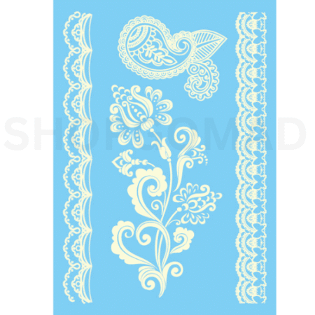 White Heena Waterproof Temporary Tattoo By ShopGomad