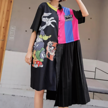 SHOPGOMAD “Looney Layers Dress” – Oversized Cartoon Chaos