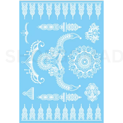 White Henna Mandala Waterproof Temporary Tattoo By ShopGomad