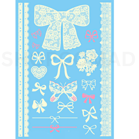 White Cute bows Waterproof Temporary Tattoo By ShopGomad