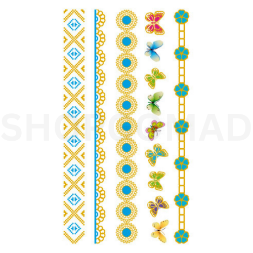 Greek Border Waterproof Metallic/Flash Temporary Tattoo By ShopGomad