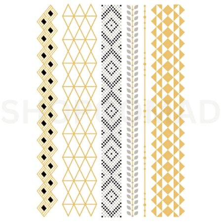 Bracelet Designs Waterproof Metallic/Flash Temporary Tattoo By ShopGomad