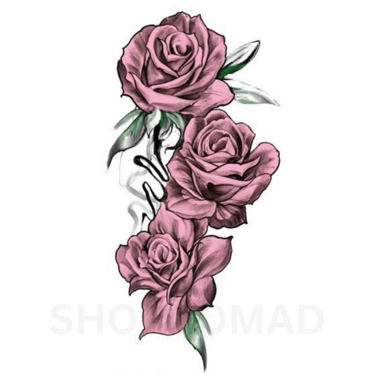 Pink Rose Temporary Tattoo By ShopGomad