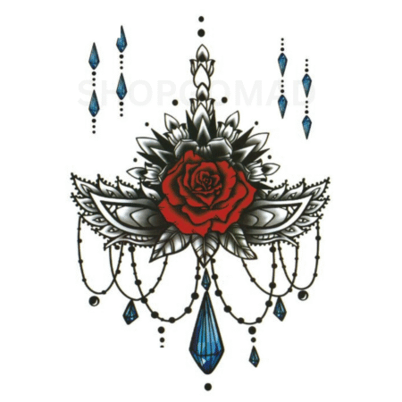 Red/Black Rose Temporary Tattoo By ShopGomad
