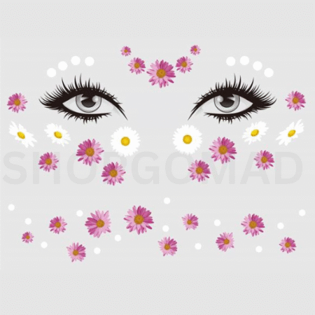 Purple Daisies Freckles face Temporary Tattoo By ShopGomad