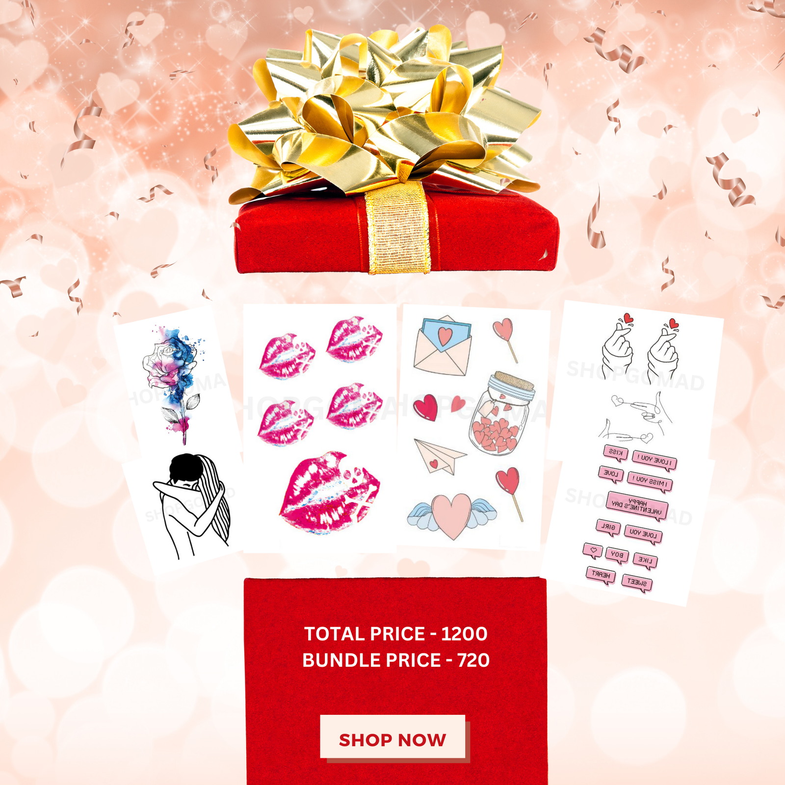 Valentines 6 Bundle Pack Temporary Tattoo By ShopGomad